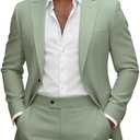 Men Suit 2 Piece Slim Fit Mint Green Suit for Men One Button Peak Lapel Tuxedo Jacket Blazer Pant for Wedding Business Dinner XL
