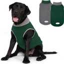 cyeollo 2 Pack Dog Sweater Stretchy Sweatshirt Lightweight Fleece Vest Reflective Jacket Dog Clothes Sweaters for Medium Dogs Boy Green & Grey (XX-Large (35-58lbs))