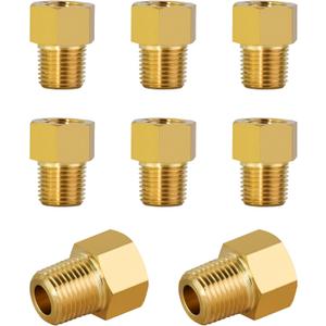 MuHize Brass Brake Line Adapter Kit - 1/8" NPT Male to 3/8-24 Female Inverted Flare Fitting Set (8Pcs) for 3/16" Automotive Brake Lines