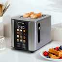 Kenmore 2-Slice Digital Touchscreen Toaster - 900W Stainless Steel, Wide Slots 6 Shade Settings, Bread Presets, Countdown Timer, Reheat & Defrost Functions Compact Countertop Design tostadora digital