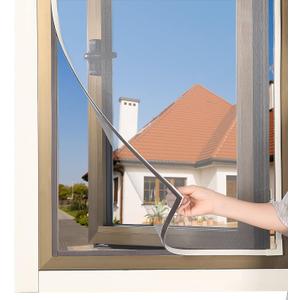 Magnetic Window Screen DIY Adjustable Window Mesh Screen Replacement Window Net Fits up to 32"x 23" White Frames with Fiberglass Mesh