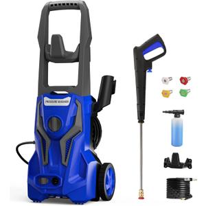 Power Washers Electric Powered - 4800PSImax 3.2GPM High Pressure Washer Car Cleaning Machine with Adjustable Spray Nozzle and Foam Cannon for Home Driveway Patio Deck, Blue