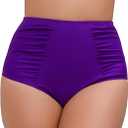 JOYBIK Women's High Waisted Bikini Bottoms Ruched Swim Bottoms Full Coverage Tankini Swimsuits Bottoms purple, Size small