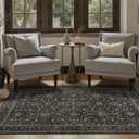 DCX Machine Washable Black Entryway Rug 3x5, Non Slip Stain Resistant Vintage Floral Rug for Kitchen Bathroom Front Door Throw Rugs Indoor, Soft Low Pile Small Rugs for Entry