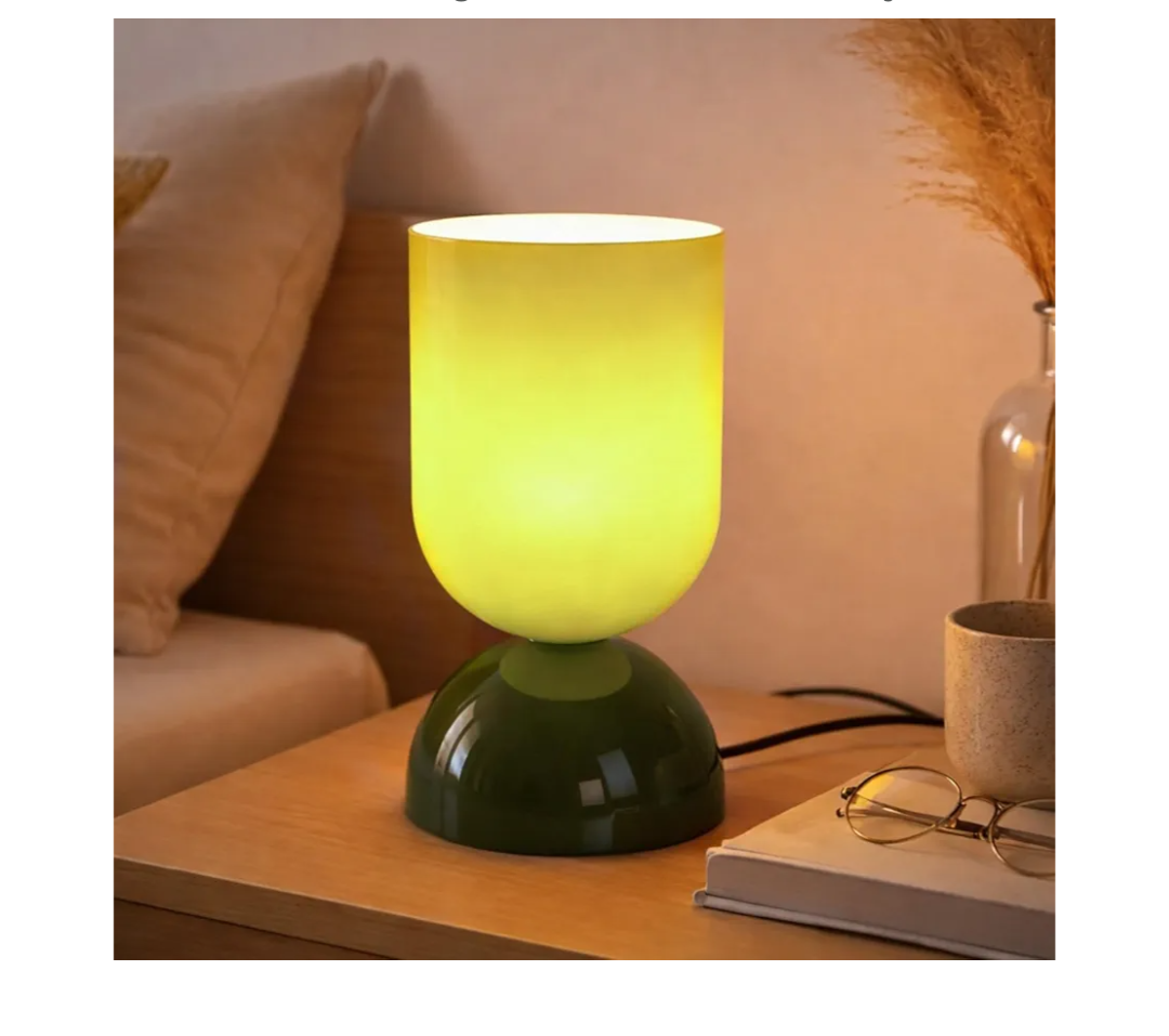 8.9" Modern Glass Table Lamp for Living Room, Dimmable Desk Lamps for Bedroom, UL Listed Nightstand Lamp with Dome Base, End Table Lamps for Side Tables, College Dorm, Office, Glossy Green