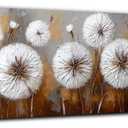 Rustic Dandelion Wall Art Farmhouse White Flower Picture for Living Room Abstract Country Plant Botanical Wall Decor Floral Canvas Prints Vintage Aesthetic Dandelion Poster Bedroom Decorations 14x48"