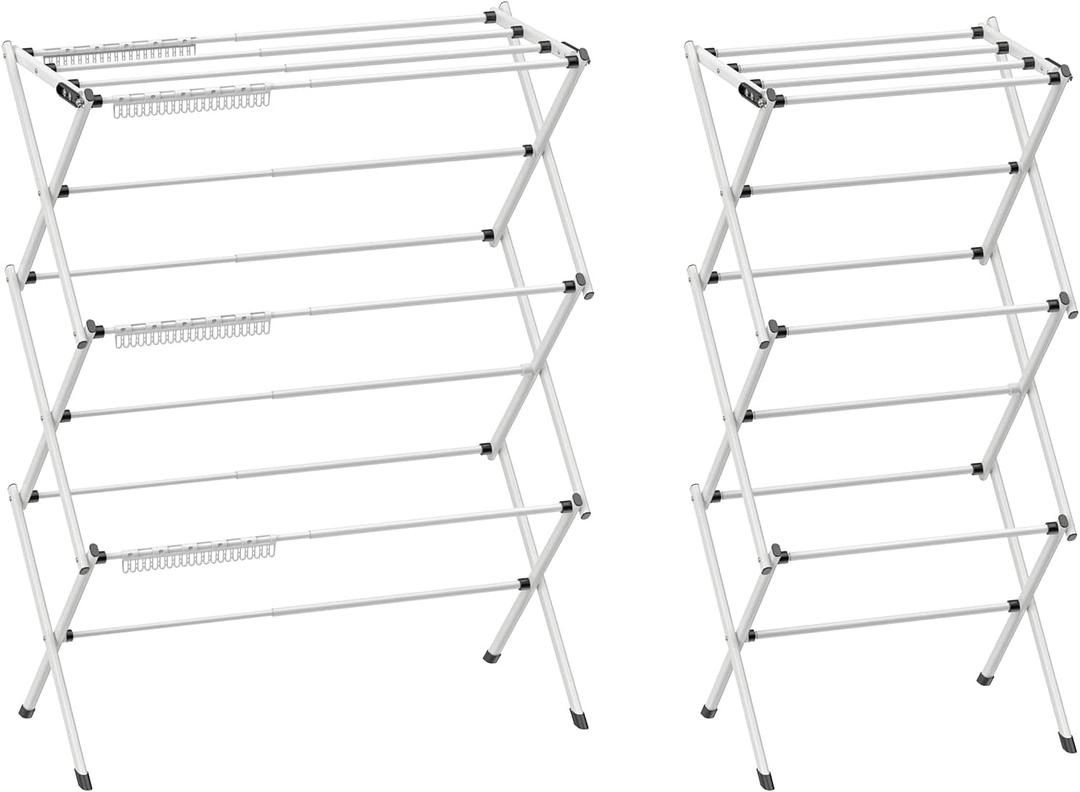 Jophaiipy Foldable Drying Rack Clothing, Clothes Drying Rack Folding Indoor and Outdoor Rack, Laundry Drying Rack Collapsible-Black White