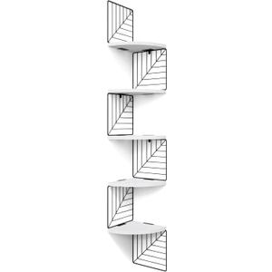 Love-KANKEI Corner Shelf Wall Mount of 5 Tier Rustic Wood Floating Shelves Wall Shelves for Bedroom Living Room Bathroom Kitchen Office and More White