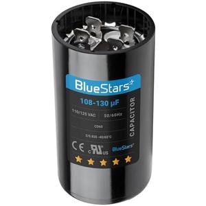 BlueStars 108-130 uf/MFD 110-125 VAC ±20% Volts Round Start Capacitor 50/60 Hz AC Electric Replacement Part - Exact Fit for Single-Phase Electric Motors