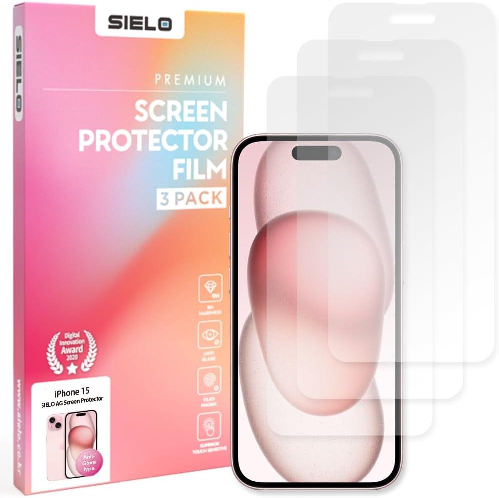 SIELO 3 Pack Matte Screen Protector, 9H Hardness Shatterproof & paper-feel PET Film, Anti-Glare & Anti-Fingerprint Case Friendly Screen Protector Film. (iPhone 15)