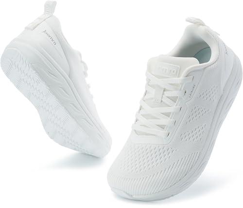 Joomra White Wide Toe Box Tennis Shoes for Women Female Size 8 8w Gym Walking Exercise Fitness Cozy Fashion Width Sneakers Zapatos de Mujer 39