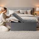 35-INCH Storage Ottoman Bench, Footrest with Storage, End of Bed Bench Coffee Table for Living Room, Bedroom, Entryway, Dark Gray