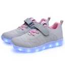 AoSiFu Kids Light Up Shoes Toddler Girls Boys Breathable Led Flashing Sneakers USB Charge grey31