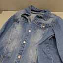 EVALESS Womens Boyfriend Washed Crop Denim Jean Jacket Coat (Blue, XL)