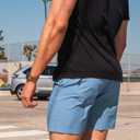 maamgic Men's 5/7 Inch Casual Classic Fit Shorts with Multi-Pocket Quick Dry Sports Shorts (Blue, M)