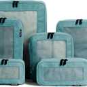 Aerotrunk Compression Packing Cubes for Travel - Luggage Organizer Bags - Double Zipper Packing Cubes for Suitcases (6-Pack, Teal)