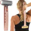 Renook Back Scratcher Extendable, 17'' Shiny Champagne Foldable Back Scratcher with Massage Rollers for Men/Women, Curved and Long Handle full Body Itch Relief, Thoughtful Gift for Women/Girls/Mother.