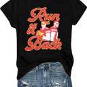 Game Day Shirt Women: Team Fan T-Shirt Cute Football Heart Graphic Tees Casual Season Short Sleeve Tops (Black, S)