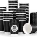 DAILYLIFE 12oz Insulated Black Disposable Coffee Cups with Lids- 100 Pack, To Go Coffee Cups for Hot Drinks, Leak Proof Design, Ideal for Cafes, Offices, Paries and Family