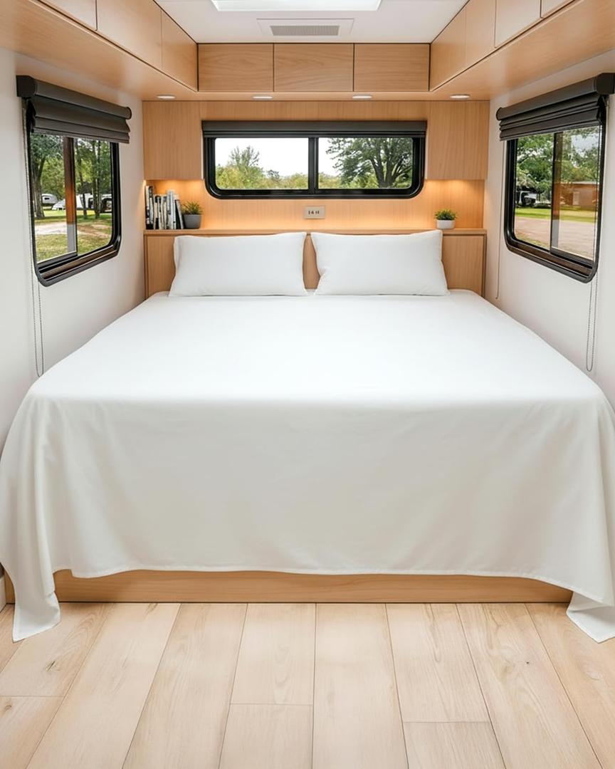 Short King Sheets Short King Sheet Deep Pocket - Designed for RVs, Bunks, Trailers, Campers & Short RV King Mattresses – Premium Easy-Care Fitted Sheets for RV Beds – White 2 Sheets and 2 Pillowcases