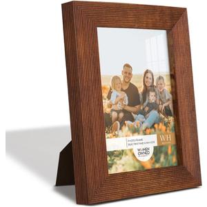 2 x Renditions Gallery 3.5x5 inch Picture Frame Modern Style Wood Pattern and High Definition Glass Ready for Wall and Tabletop Photo Display, Walnut Frame