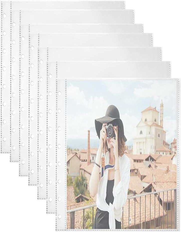 25 Pack Refill Sheets, 50 Photo Sleeves 6x8, 8 Ring Binder Pockets, Each Page Holds Two Pictures, Archival Photo Protectors