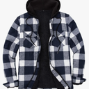 ZENTHACE Mens Sherpa Lined Flannel Shirt Jacket with Hood,Plaid Shirt-Jac,all Sherpa Lining S