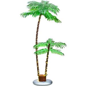 LED 6ft Artificial Palm Tree Floor Lamp, Warm White & Green