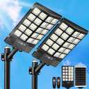 2 Pack 16" Large Solar Street Lights Outdoor Waterproof - Solar Powered Security Parking Lot Light Dusk to Dawn 60000LM,Motion Sensor Commercial LED Solar Flood Lights Remote Control for Outside Yard