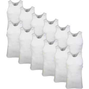 Gildan Men's A-Shirt Tanks, Multipack, Style G1104 (White (12-pack))