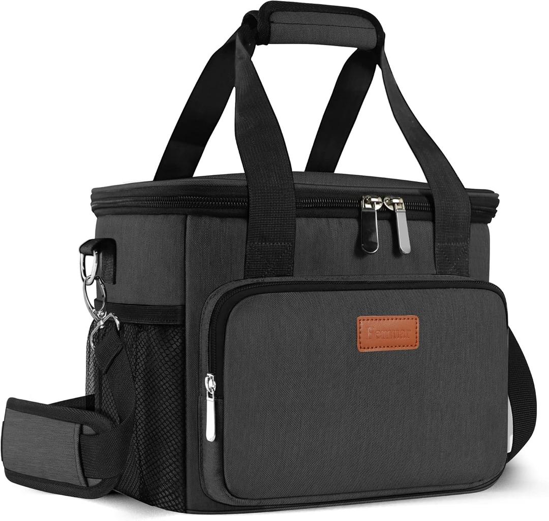 Femuar Lunch Bags for Women/Men, Insulated Lunch Bag for Work Office Picnic - Lunch Cooler Bag Leakproof Lunch Box - Grey (8.7L)