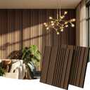 Wall Panels-4-Pack Wood 3D Wall Panels for Wall Decor,High Grille Soundproof Slat Acoustic Panels For Living Room,TV Background,Bedroom,Kitchen,Office,Cinema (23.6 X 23.6,Dark Walnut)