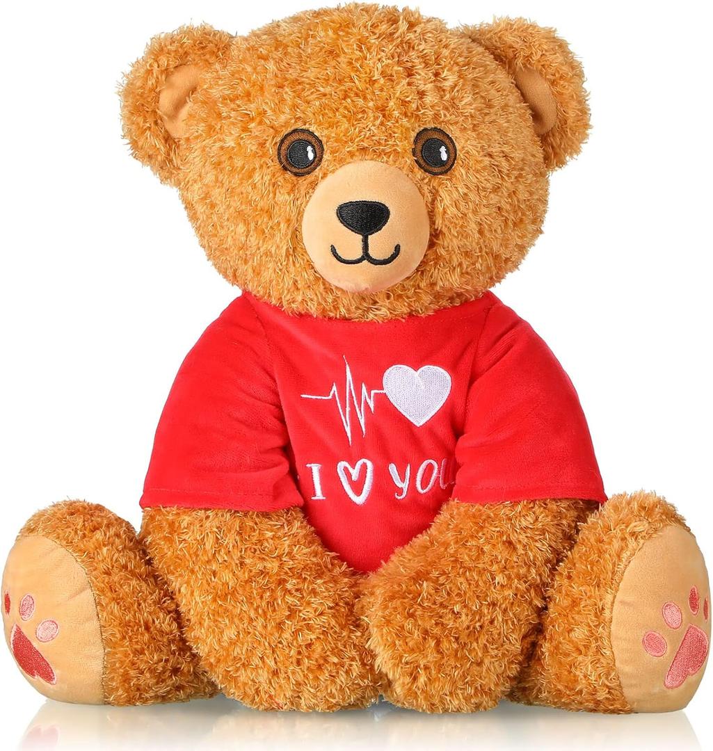 Chalyna Valentine's Day Bear 16 Inch Bear Stuffed Animals Plush Stuffed Bear Plush Toy for Girlfriend Romantic Plush Bear for Birthday Wedding Anniversary Presents(Heart)