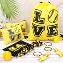 Paterr 60 Pcs Softball Party Favors Team Gifts 12 Drawstring Bag 12 Makeup Bags 12 Lipstick Holder 12 Hair Scrunchies 12 Bracelet for Softball Party(Sweet Style)