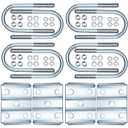 2 Set Trailer U Bolt Kits for 3500 lbs 2-3/8" Round Axle, 6-1/4" Long,1-3/4" Leaf Springs, Trailer Axle U Bolts Leaf Spring U-Bolt Kits