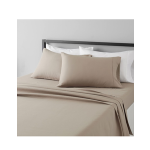 Basics Lightweight Super Soft Cooling, Easy Care Breathable Wrinkle Free Microfiber Comfortable 4-Piece Bed Sheet Set with 14-Inch Deep Pockets, Queen, Taupe, Solid (King)