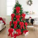 JOYIN 3 PCS Christmas Red Velvet Bows 14" x 12", Large Xmas Golden Edged Red Velvet Bow Tree Decor for Christmas Home Wreath Decoration