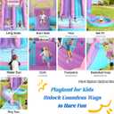 9-in-1 Inflatable Water Slide Bounce House 3 Slides Splash Pool Water Cannon Ball Pit Basketball 520W Blower 197x148x75 Inches Backyard Water Park for Kids Ages 3-8, Lager