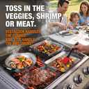 3 Piece Stainless Steel Grill Basket Set with Basting Brush, Heavy Duty Small Vegetable Grill Basket for Outdoor Grill - Perforated Compact BBQ Grill Pan & Wok Accessories for Gas, Charcoal, Veggies