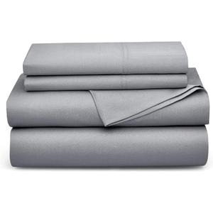 Bedsure King Size Sheet Set, Cooling Sheets King, Rayon Derived from Bamboo, Deep Pocket Up to 16", Breathable & Soft Bed Sheets, Hotel Luxury Silky Bedding Sheets & Pillowcases, Silver Grey