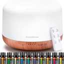 InnoGear Aromatherapy Diffuser & 10 Essential Oils Set, 500ml Essential Oil Diffuser with Remote Control Ultrasonic Cool Mist Scent Humidifier Vaporizer Auto-Off Timer for Room Office Home, Yellow (Large)