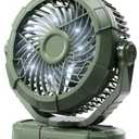 Gaiatop Portable Camping Fan with LED Lantern, Power Display 360° Head Rotation, Hanging Hook for Tent, 3 Speed Quiet Rechargeable, 4000mAh Battery Operated USB Fans for Indoor Outdoor Travel Green