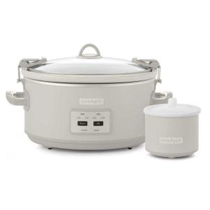 Crock-Pot Designer Series 7qt Slow Cooker with Bonus Little Dipper Mushroom: 4 Settings, Stoneware, Stainless Steel, Keep Warm