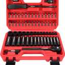 64-Piece 1/4" Drive Impact Socket Wrench Driver-Bits Set, Cr-V Metric(4-15mm) Deep&Shallow Socket Set, S2 Power Bits with Quick-Release Ratchet Handle, Universal Joint, Bit Holder, Power Drill Adapter
