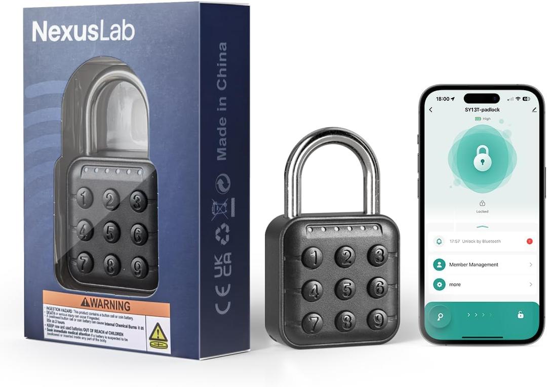 NexusLab Combination Lock for Locker, Locker Lock & Gym Lock with TUYA App: IP67 Rated, Corrosion-Resistant Zinc Alloy, Anti-Corrosion, for Gym/School/Travel, Privacy Safe, Supports (Tuya APP Contrl)