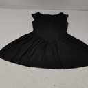Women's Solid Color Square Neck Tank Dress Sleeveless Belt Slim Patchwork A Line Mini Dresses (Black, Small)