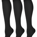 3 Pairs Compression Socks for Women & Men 15-20 mmHg,Best Support for Cycling Athletic Hiking Running S/M