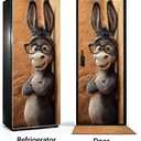 Donkey Refrigerator Wrap Peel and Stick, Funny Animal Fridge Door Sticker, Removable Waterproof Self Adhesive Vinyl Refrigerator Wrap Cover, Kitchen Appliance Decor 23.6 x 70.9 Inch