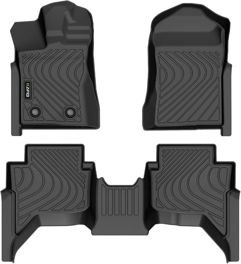 Floor Mats Custom for 2024-2025 Ford Ranger SuperCrew Cab All Weather Protection TPE Heavy Duty Non-Slip Automotive Floor Liners Fits Front& 2nd Row Full Set Accessories, Black