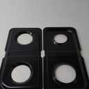 Atgestore WB34K10010 Left WB34K10009 Right Drip Pans Replacement for GE Gas Range Parts 16.7x8 IN Stainless Steel Double Drip Pans for GE Hotpoint Stove Parts Cooktop Burner Drip Pans Black 2 Pcs